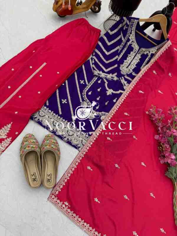 Heavy Chinon Silk Codding Sequin Sharara Set with Printed Dupatta - Image 7