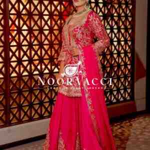 Heavy Chinon Silk Codding Sequin Embroidered Sharara Set with Printed Dupatta
