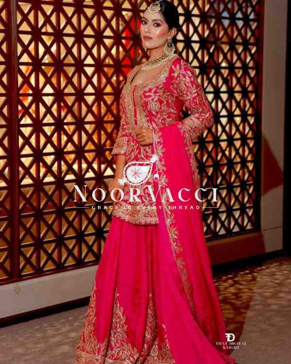 Heavy Chinon Silk Codding Sequin Embroidered Sharara Set with Printed Dupatta