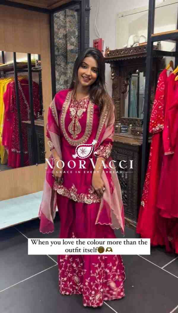 Faux Georgette Embroidered Top-Plazzo & Dupatta Set – Fully Stitched Party Wear - Image 2