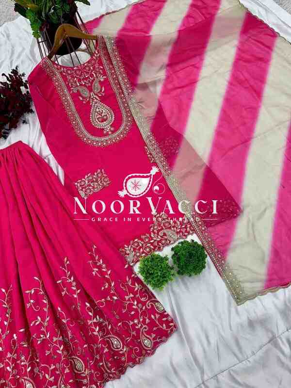 Faux Georgette Embroidered Top-Plazzo & Dupatta Set – Fully Stitched Party Wear - Image 8