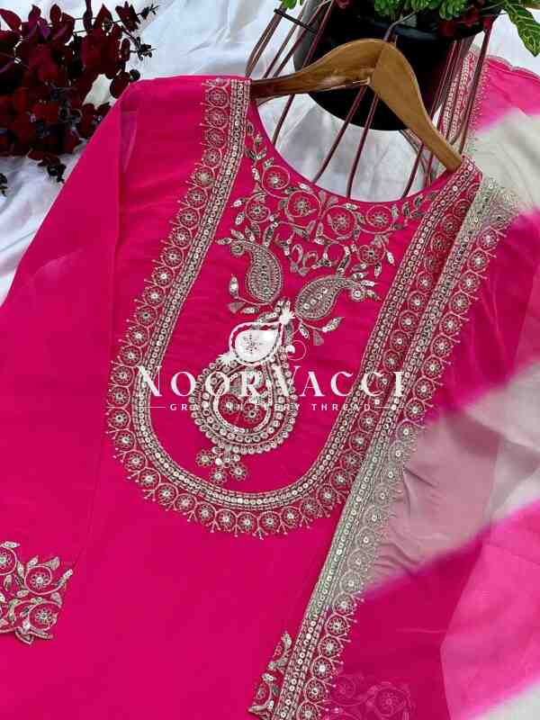 Faux Georgette Embroidered Top-Plazzo & Dupatta Set – Fully Stitched Party Wear - Image 9
