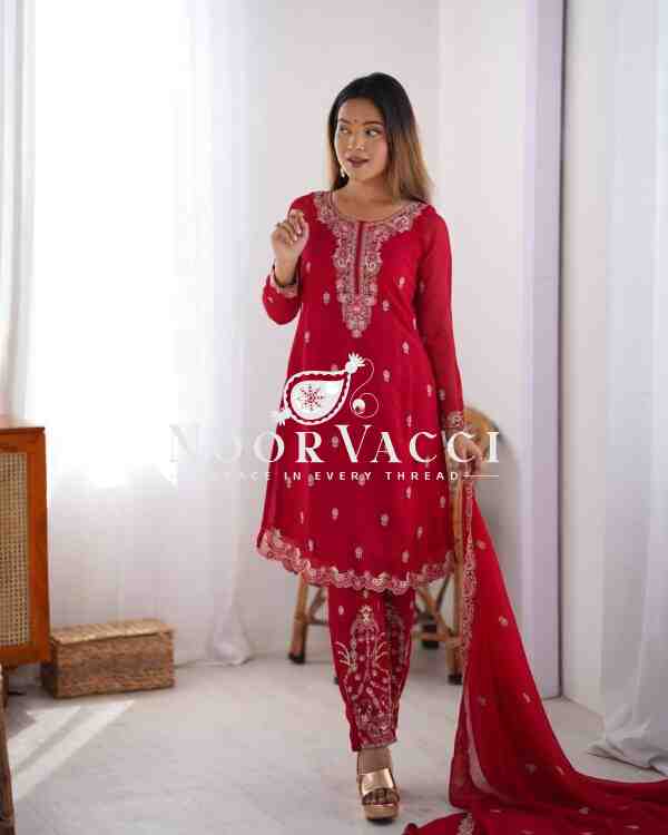Faux Georgette Thread Work Suit Set - Image 3