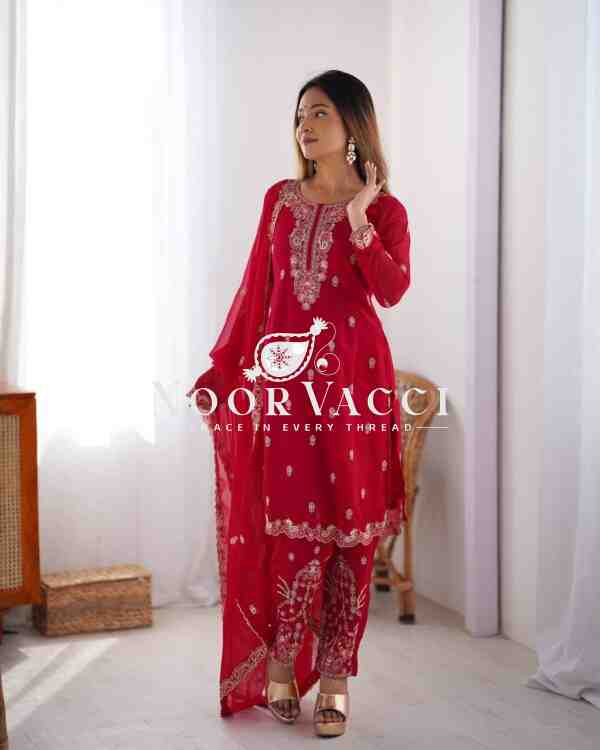 Faux Georgette Thread Work Suit Set - Image 4