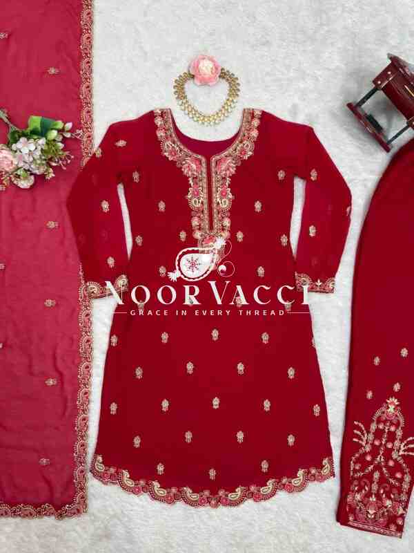 Faux Georgette Thread Work Suit Set - Image 8