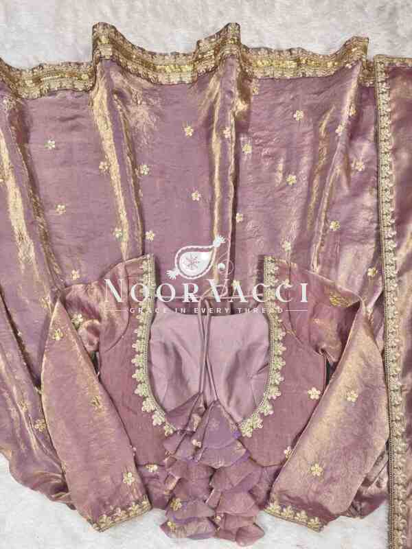 Fandy Silk Embroidered Gown Set with Dupatta and Pant - Image 8