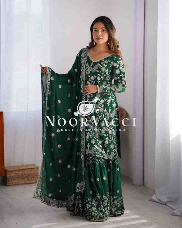 Chinon Silk Embroidered Sharara Set with Dupatta - Image 6