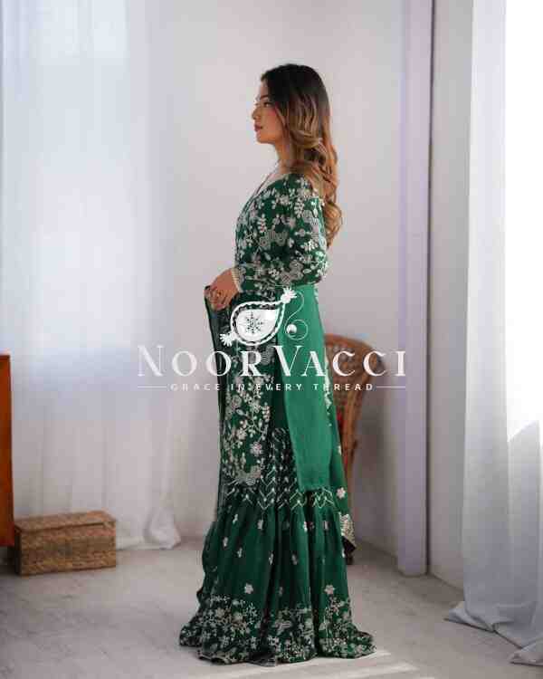 Chinon Silk Embroidered Sharara Set with Dupatta - Image 3