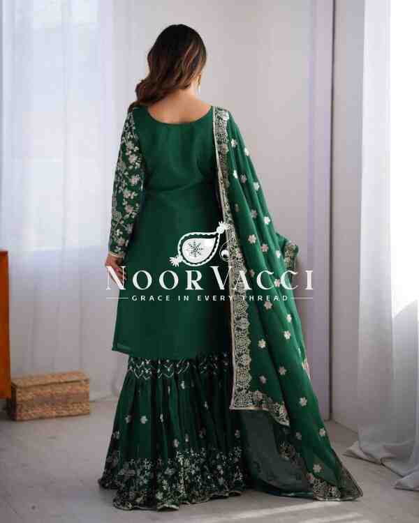 Chinon Silk Embroidered Sharara Set with Dupatta - Image 5