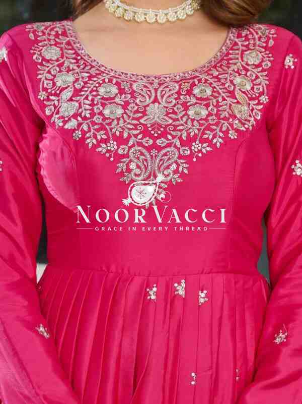 American Silk Embroidered Gown Set with Dupatta - Image 4