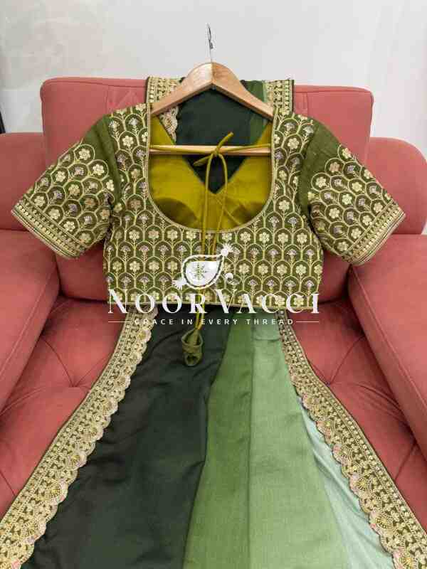 Chinon Silk Embroidered Saree with Mono Benglori Blouse - Image 7