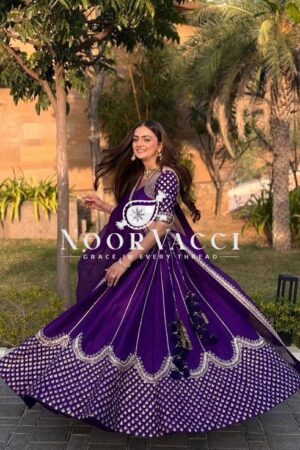 Buy Semi-Stitched Faux Georgette Lehenga with 3 Meter Flair & Threaded Sequin Work