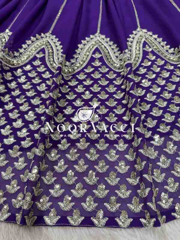 Semi-Stitched Faux Georgette Lehenga with 3 Meter Flair & Threaded Sequin Work - Image 6