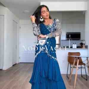 Faux Georgette Embroidered Ready-to-Wear Lehenga Saree with Choli
