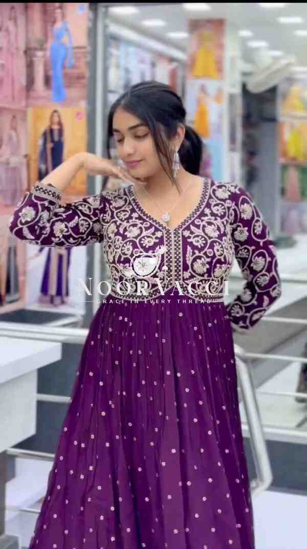 Faux Georgette Embroidered Long Kurti Plazo Set - Image 2
