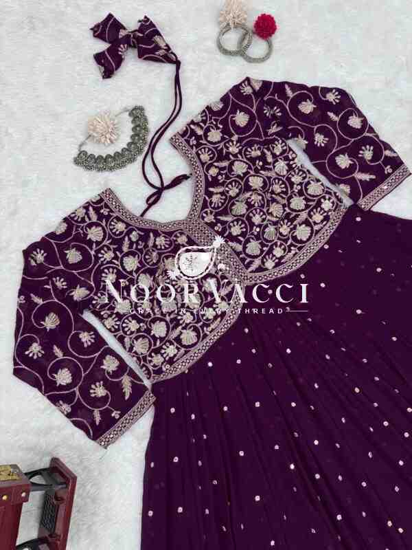 Faux Georgette Embroidered Long Kurti Plazo Set - Image 6