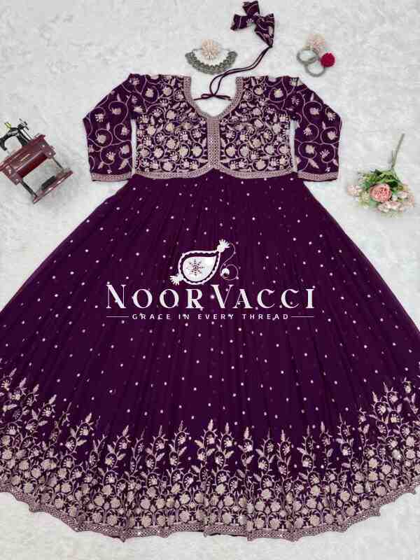 Faux Georgette Embroidered Long Kurti Plazo Set - Image 7