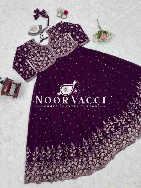 Faux Georgette Embroidered Long Kurti Plazo Set - Image 8