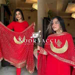 Faux Georgette Embroidered Top with Real Mirror Work and Matching Pent Set
