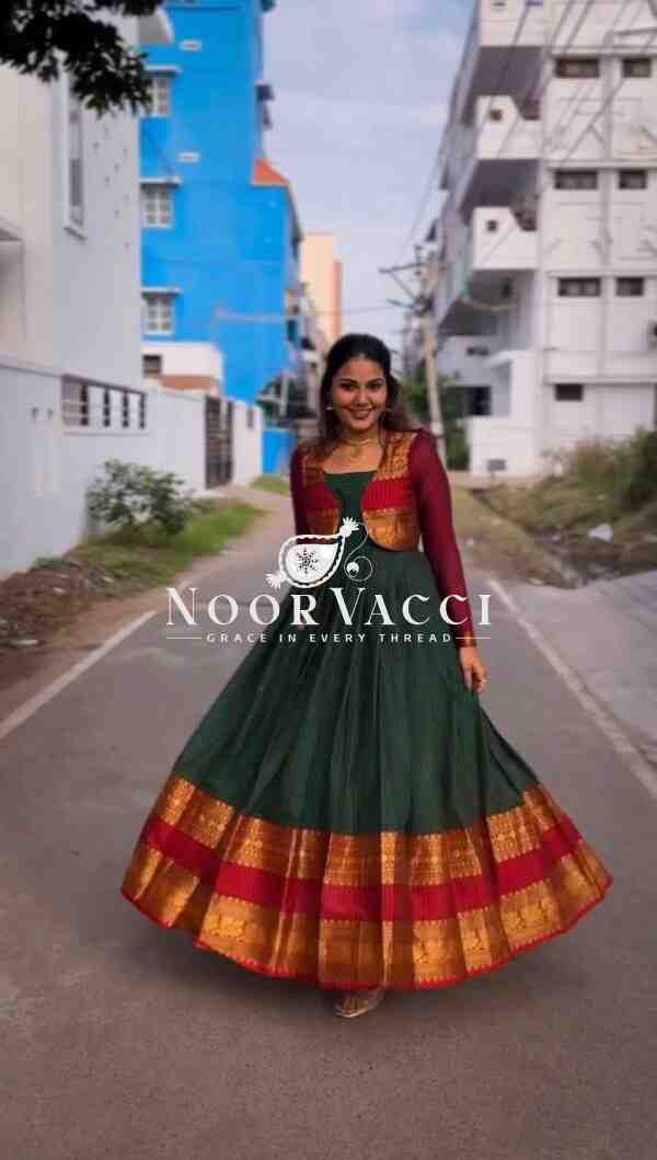 Jacquard Silk Suit with Matching Koti and Canvas Pata Detailing