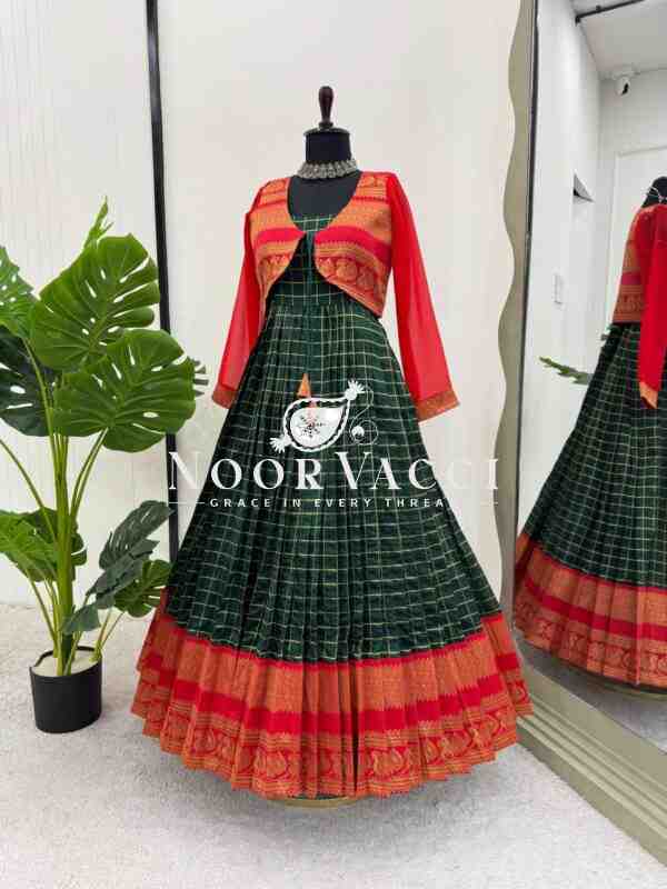Jacquard Silk Suit with Matching Koti and Canvas Pata Detailing - Image 5