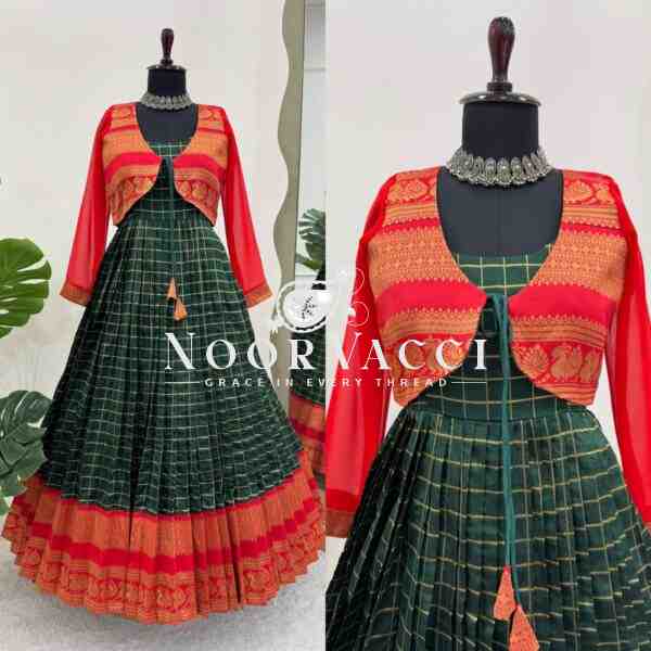 Jacquard Silk Suit with Matching Koti and Canvas Pata Detailing - Image 3