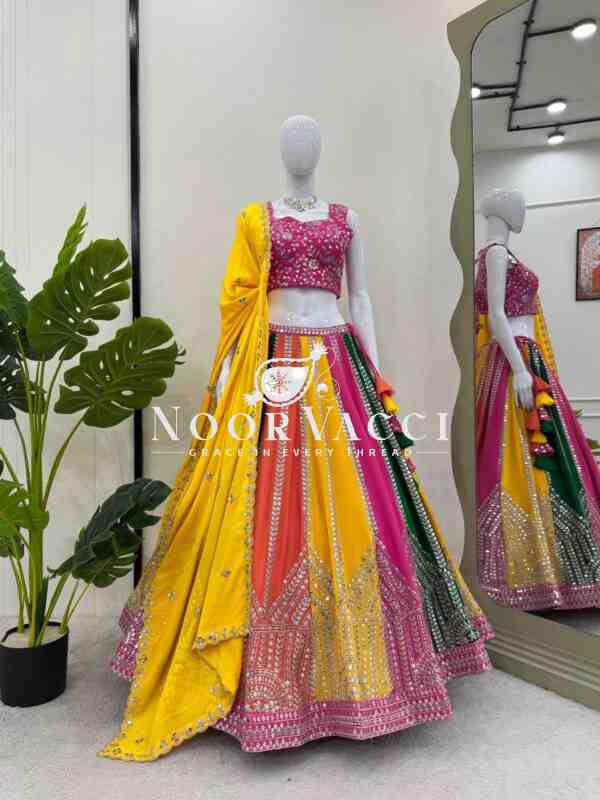 Chinon Silk Lehenga Set with 9mm Sequin Embroidery - Image 2