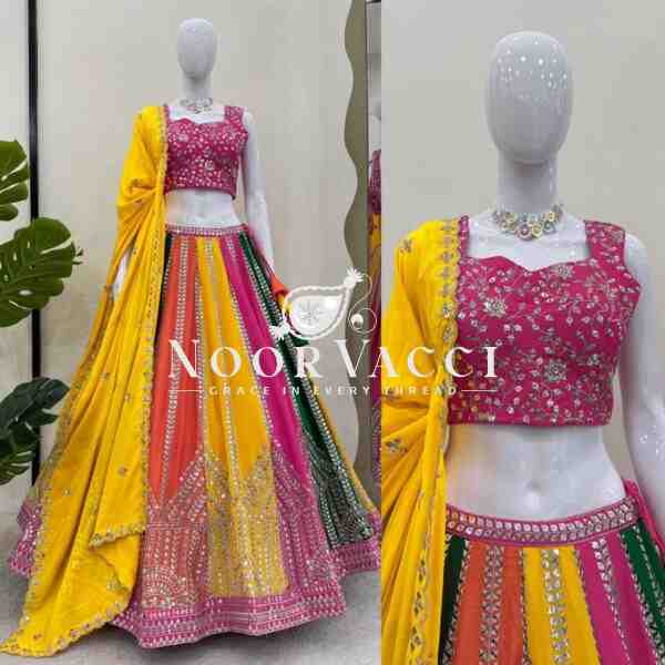 Chinon Silk Lehenga Set with 9mm Sequin Embroidery - Image 3