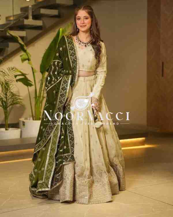 Designer Silkyani Slab Lehenga Set with Velvet Dupatta - Image 3