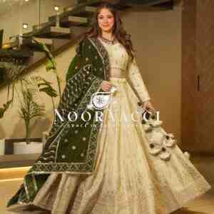 Designer Silkyani Slab Lehenga Set with Velvet Dupatta