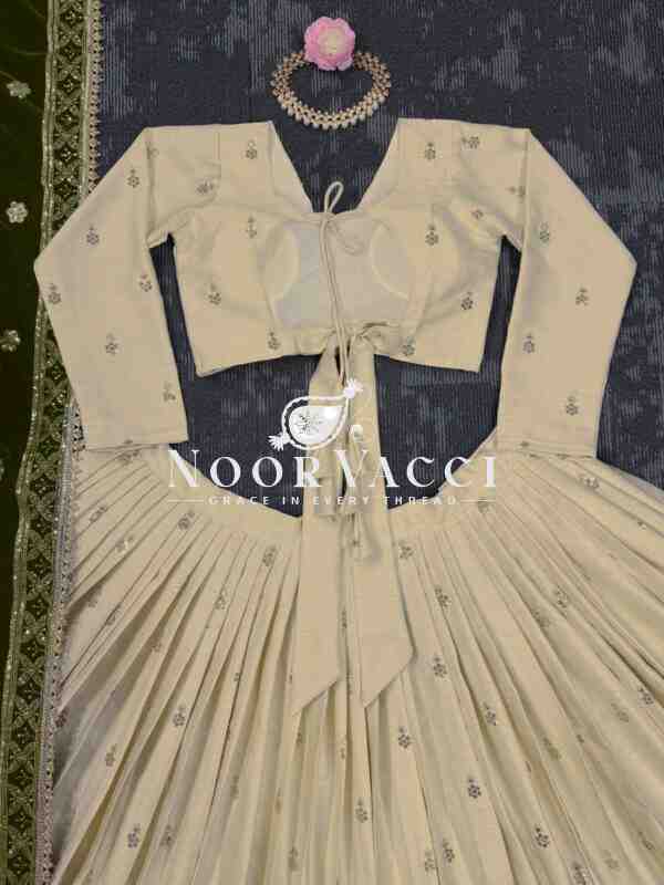 Designer Silkyani Slab Lehenga Set with Velvet Dupatta - Image 5