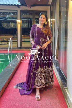 Buy Designer Faux Georgette Anarkali Suit Set with Dupatta – Fully Stitched