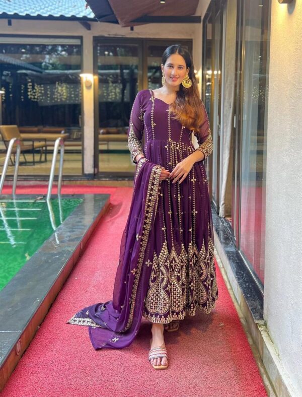 Buy Designer Faux Georgette Anarkali Suit Set with Dupatta – Fully Stitched