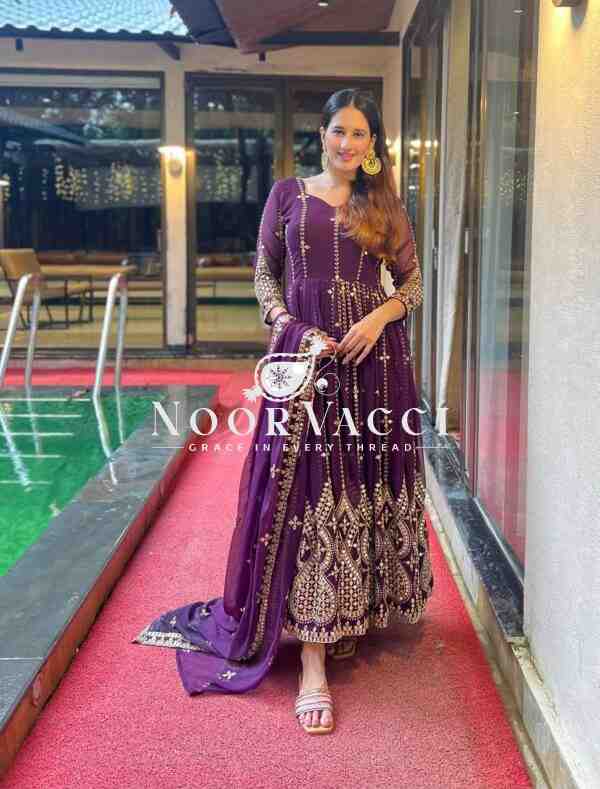 Designer Faux Georgette Anarkali Suit Set with Dupatta – Fully Stitched