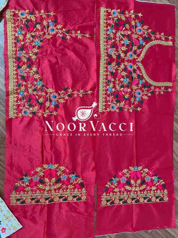 White and Maroon Dulhan Silk Lehenga Choli with Heavy Embroidery - Image 4
