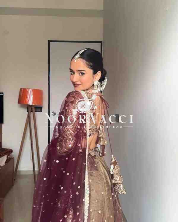 Semi-Stitched Jimi Choo Lehenga with Sequin Thread Work & Butterfly Net Dupatta - Image 6