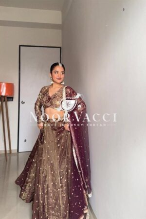 Buy Semi-Stitched Jimi Choo Lehenga with Sequin Thread Work & Butterfly Net Dupatta