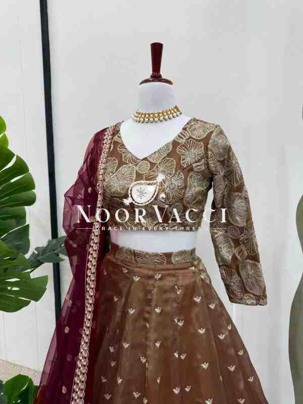 Semi-Stitched Jimi Choo Lehenga with Sequin Thread Work & Butterfly Net Dupatta - Image 10