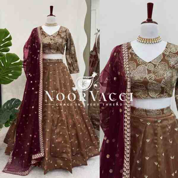 Semi-Stitched Jimi Choo Lehenga with Sequin Thread Work & Butterfly Net Dupatta - Image 2