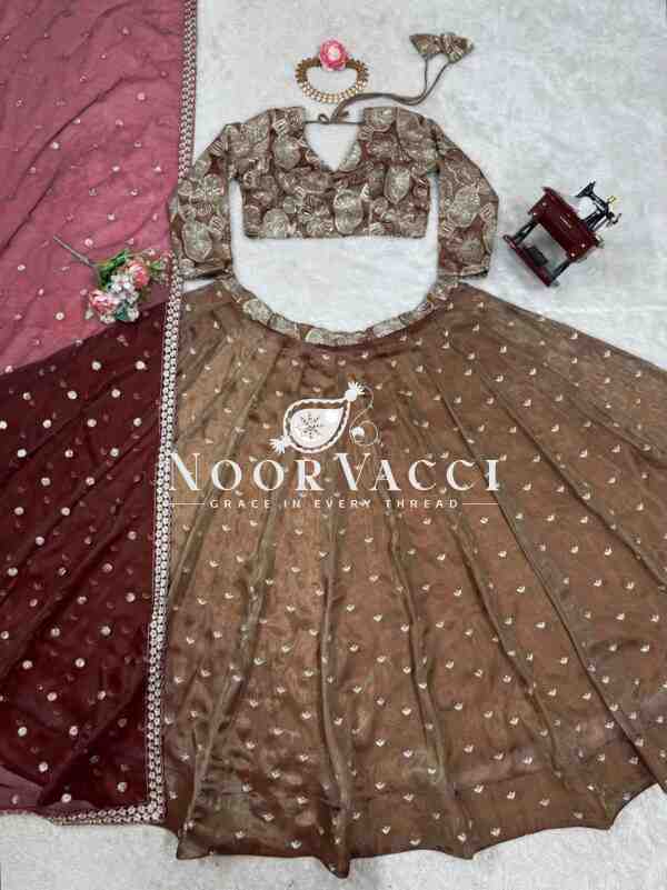 Semi-Stitched Jimi Choo Lehenga with Sequin Thread Work & Butterfly Net Dupatta - Image 11