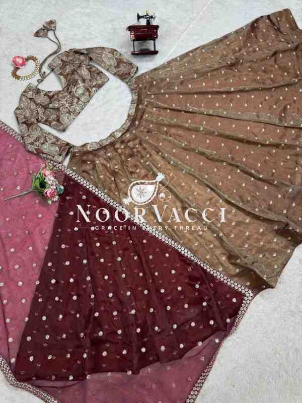 Semi-Stitched Jimi Choo Lehenga with Sequin Thread Work & Butterfly Net Dupatta - Image 8