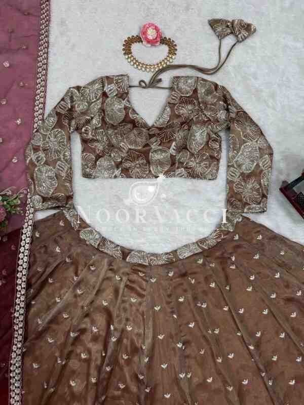 Semi-Stitched Jimi Choo Lehenga with Sequin Thread Work & Butterfly Net Dupatta - Image 9