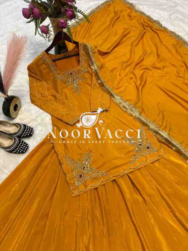 Elegant Natural Crepe Silk Top Lehenga Set with Hand Embroidery & Zari Work - Image 4