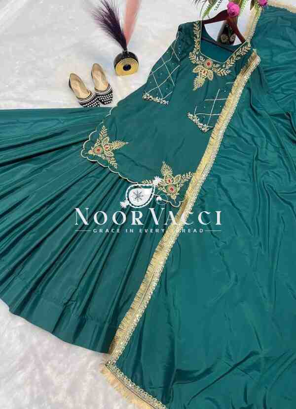 Elegant Natural Crepe Silk Top Lehenga Set with Hand Embroidery & Zari Work - Image 7
