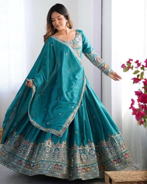 Buy Natural Crepe Silk Embroidered Semi-Stitched Lehenga with Dupatta