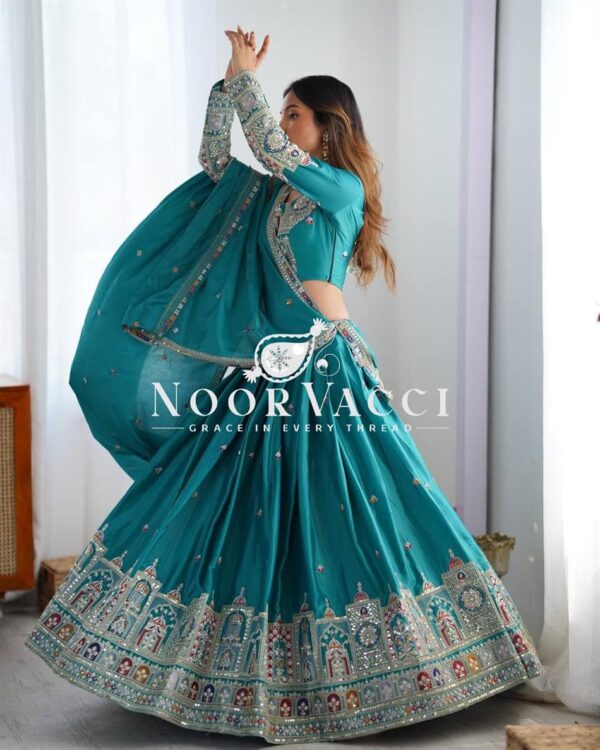 Buy Natural Crepe Silk Embroidered Semi-Stitched Lehenga with Dupatta - Image 7