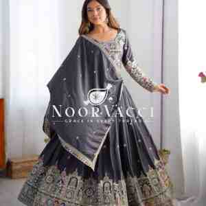 Natural Crepe Silk Embroidered Semi-Stitched Lehenga with Dupatta