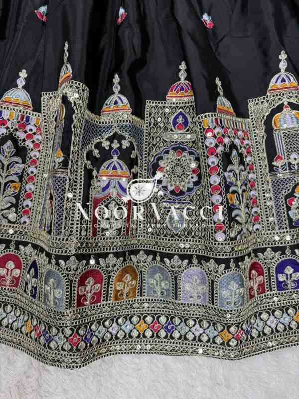 Natural Crepe Silk Embroidered Semi-Stitched Lehenga with Dupatta - Image 10