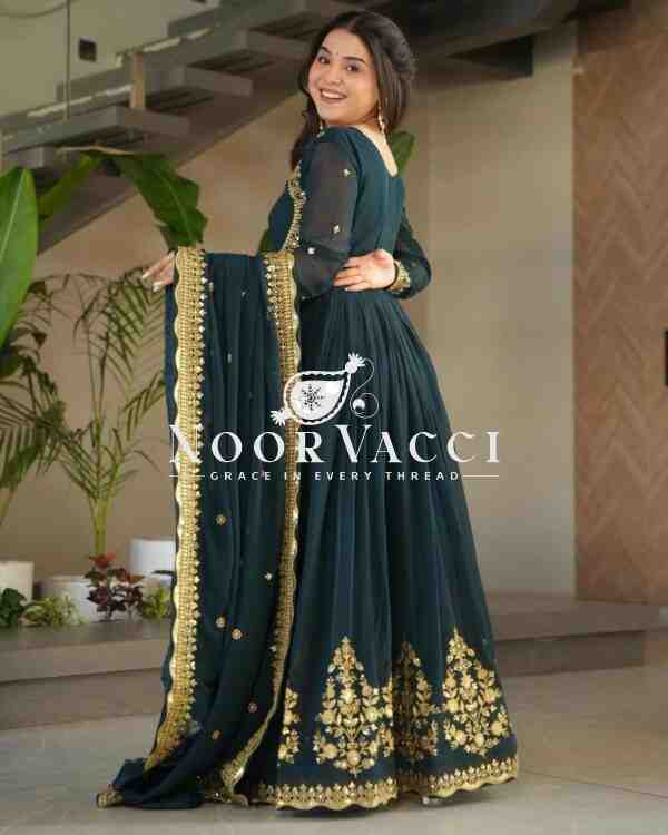Fox Georgette Embroidered Gown with Dupatta – Party Ready Flair Design - Image 5