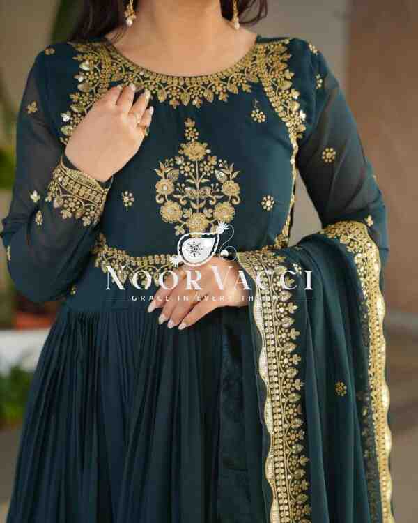 Fox Georgette Embroidered Gown with Dupatta – Party Ready Flair Design - Image 4